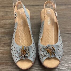 Patrizia Doriday by Spring Step Grey Floral Slingback Sandals EU 42 (10.5-11 US)